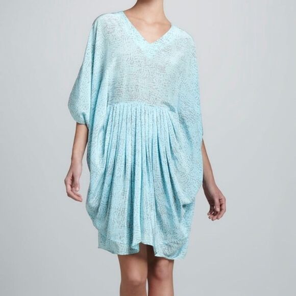 Rachel Zoe Gilles Pleated Caftan Dress Size Small Light Blue - Picture 6 of 7